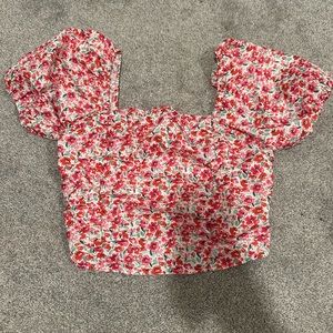 Puff-Sleeve SHEIN Floral Top